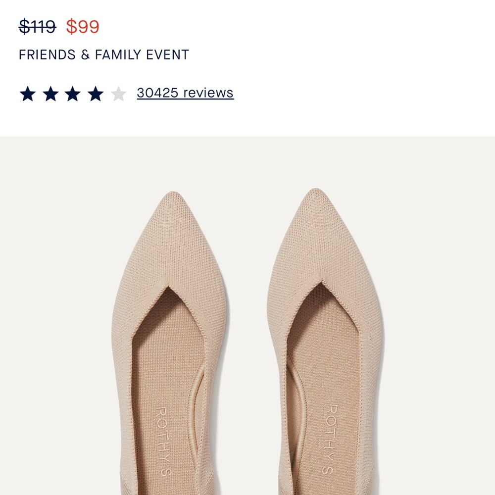 Rothy's Tan Flats Sleek Minimalist Design
